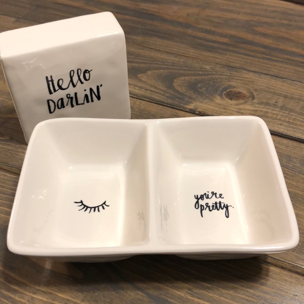 Rae Dunn Trinket Tray & Quote Block